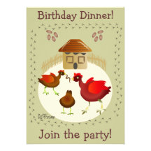 Spring chicken art card any occasion-customize! custom invitation