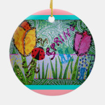Spring Collage Glitter Christmas Ornament