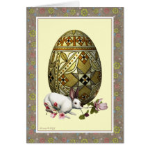 Spring Egg and Bunny Floral Blank Note Card