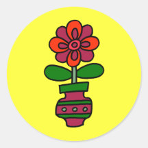 Spring Flower in Vase Round Sticker