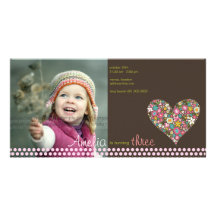 Spring Flowers 2 Heart Birthday Invite Photo Card