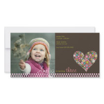 Spring Flowers 2 Heart Birthday Invite Photo Card