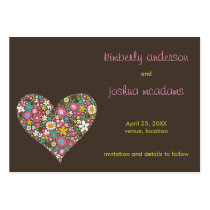 Spring Flowers 2 Heart Mini Save The Date Card / Business Card
