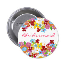 Spring Flowers "Bridesmaid" Wedding Bridal Button