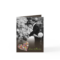 Spring Flowers Heart Wedding Thank You Photo Card