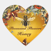 SPRING FLOWERS HONEY BEE / BEEKEEPER HEART HEART STICKERS