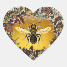 SPRING FLOWERS HONEY BEE / BEEKEEPER HEART HEART STICKER