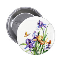 Spring Flowers in Watercolor Pinback Buttons