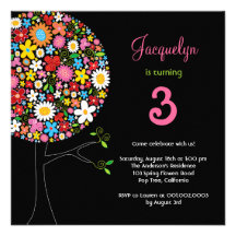 Spring Flowers Pop Tree Birthday Party Invite