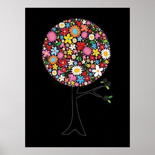 Spring Flowers Pop Tree Poster