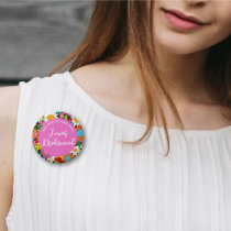 Spring Flowers Wedding Custom Name Tag / Button 2