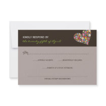 Spring Flowers Whimsical Heart Wedding RSVP