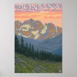Spring FlowersMontanaVintage Travel Poster