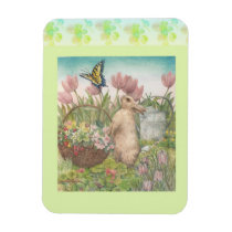 Spring garden bunny illustration magnet magnets