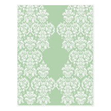Spring Green Damask Postcards