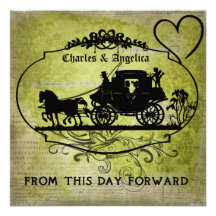 Spring Green Damask Wedding Invitet