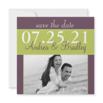 Spring Green & Eggplant Save the Date Card