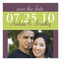 Spring Green & Eggplant Save the Date Card Personalized Invite