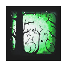 Spring Green Swirled Tree with Butterflies Canvas Print