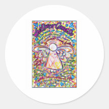 Spring Hearts Angel Round Sticker