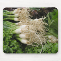 Spring onions and lettuce mouse pads