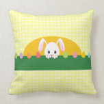 Spring Peeking Bunny Yellow Decorative Pillow