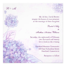 Spring Purple Hydrangea Monogram Floral Wedding Custom Invites