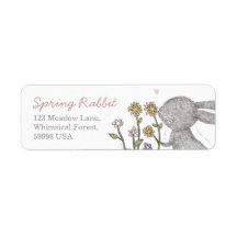 Spring Rabbit Return Address Label