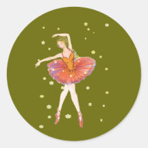 Spring Recital Ballerina Round Sticker