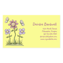 Spring Stuff · Purple Flowers & Butterflies Business Card Templates
