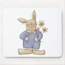 Spring Time · Easter Bunny with Flowers Mousepads