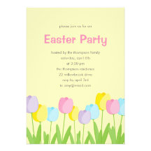 Spring Tulips Easter Party Invitation