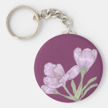 Springtime Purple Crocus Flowers Key Chain