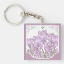 Springtime Purple Crocus Flowers Key Chains