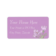 Springtime Purple Crocus Flowers Custom Address Label