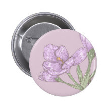 Springtime Purple Crocus Flowers Pinback Buttons