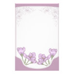 Springtime Purple Crocus Flowers Stationery Design
