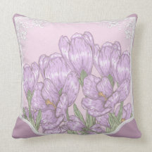 Springtime Purple Crocus Flowers Throw Pillows