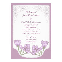 Springtime Purple Crocus Flowers Wedding Personalized Invites