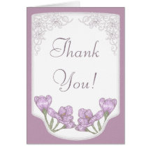 Springtime Purple Crocus Flowers Wedding Thank You Greeting Cards
