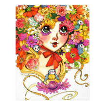 Springtime Reverie Retro Shoujo Japan Flower Girl Letterhead Design