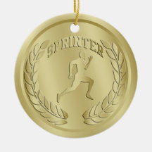 Sprinter Gold Toned Medal Ornament