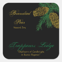 Spruce Pine Cone Candle Label v2 Square Stickers