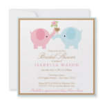 Square Blue Elephant Bridal Shower Invitation