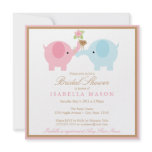 Square Blue Elephant Bridal Shower Invitation