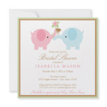 Square Blue Elephant Bridal Shower Invitation