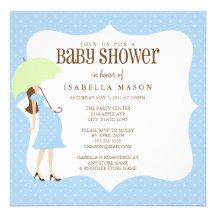 Square Blue Polkadot Baby Shower Invite