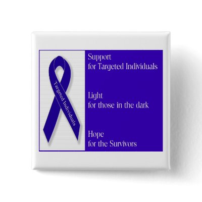 Square Button with Indigo Ribbon Logo by gangstalking