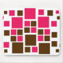 Square Design Art Brown / Hot Pink Mouse Mats