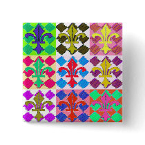 Square Fluer de Lys Button